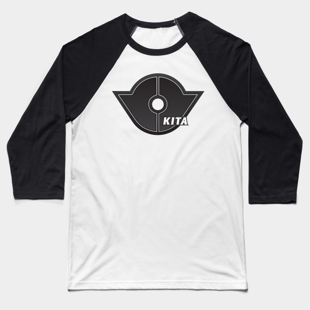 Kita Ward of Tokyo Japanese Symbol Baseball T-Shirt by PsychicCat